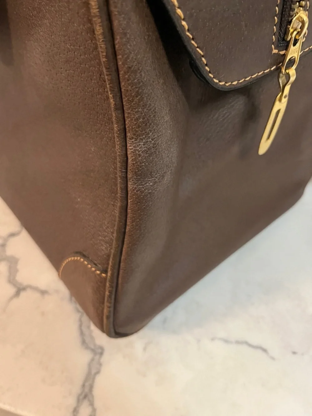 🦋Ultra Rare🦋 Gucci Brown Leather Duffel with Sherry Line Stripe